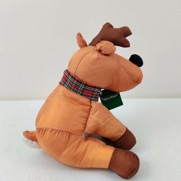 Gibson Greetings Plush Nylon REINDEER XMAS Stuffed Animal Soft Toy VTG 1993 Tag - Picture 3 of 11